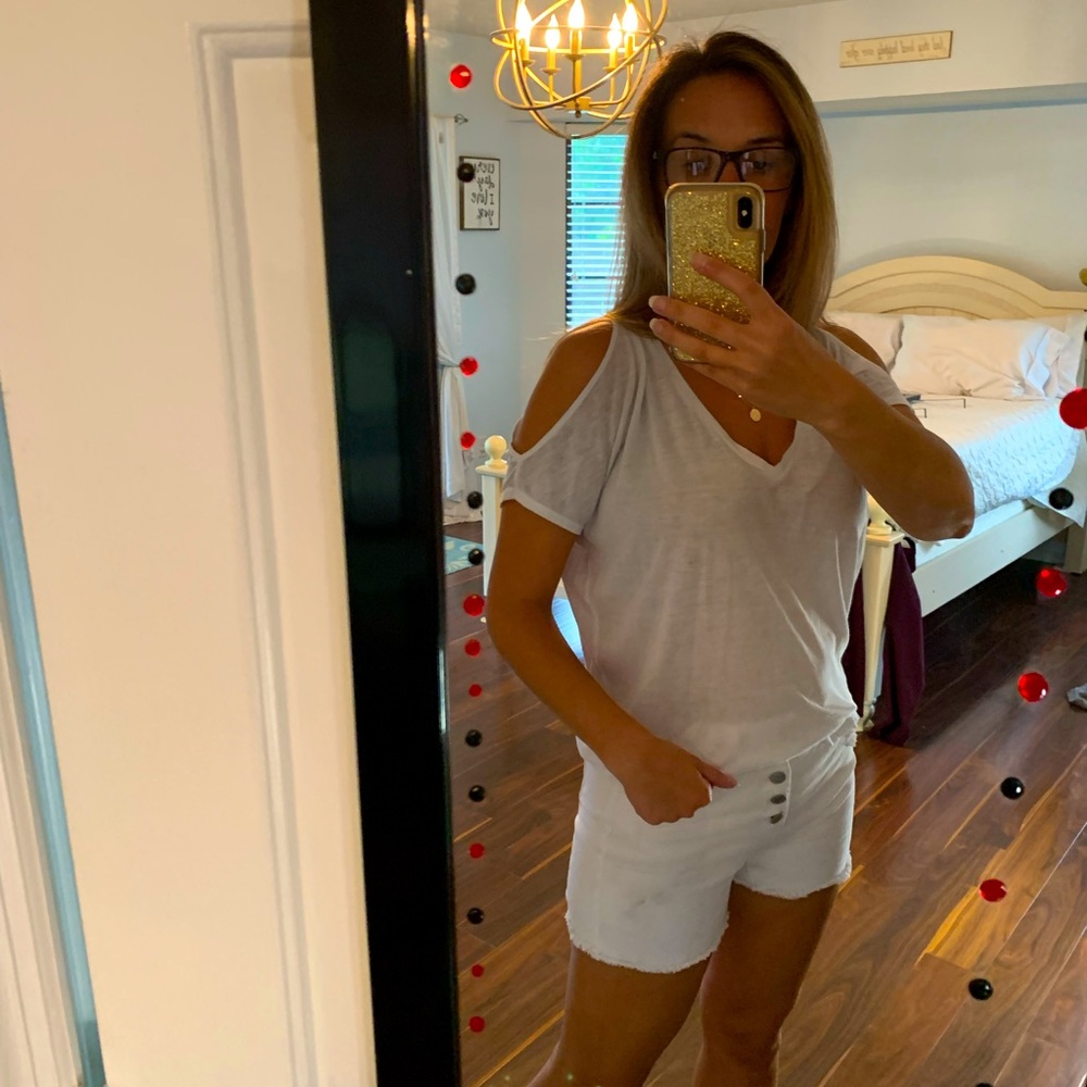 Express white shoulder top